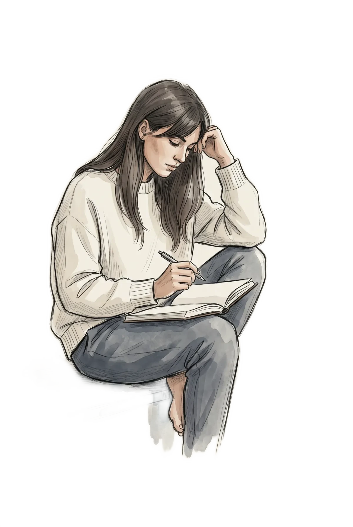 Woman journaling beside a lit candle